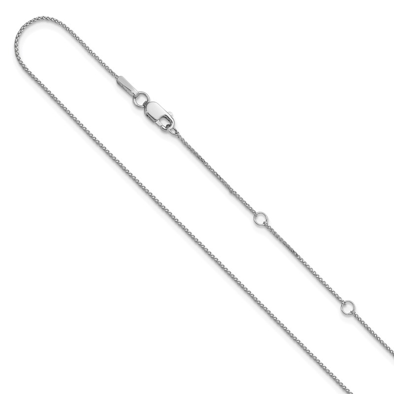 10K White Gold .65mm D/C Spiga 1in+1in Adjustable Chain