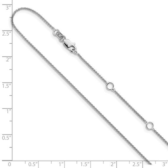 Leslie's 10k White Gold 1mm Spiga 1in+1in Adjustable Chain