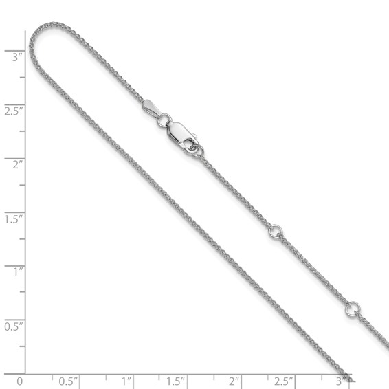 Leslie's 10k White Gold 1.2mm Spiga 1in+1in Adjustable Chain