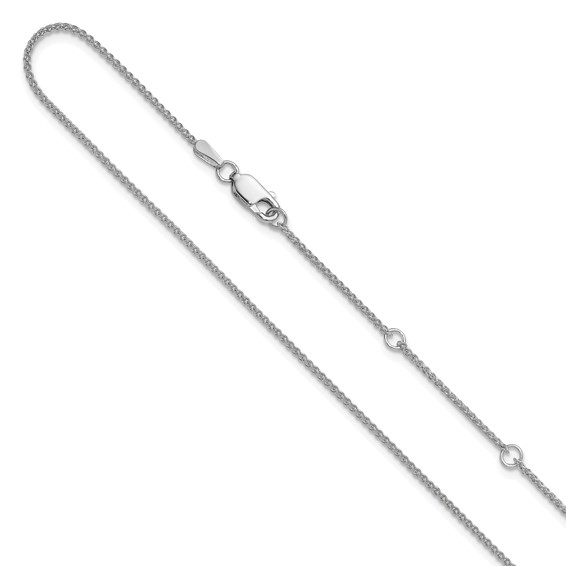 Leslie's 10k White Gold 1.2mm Spiga 1in+1in Adjustable Chain