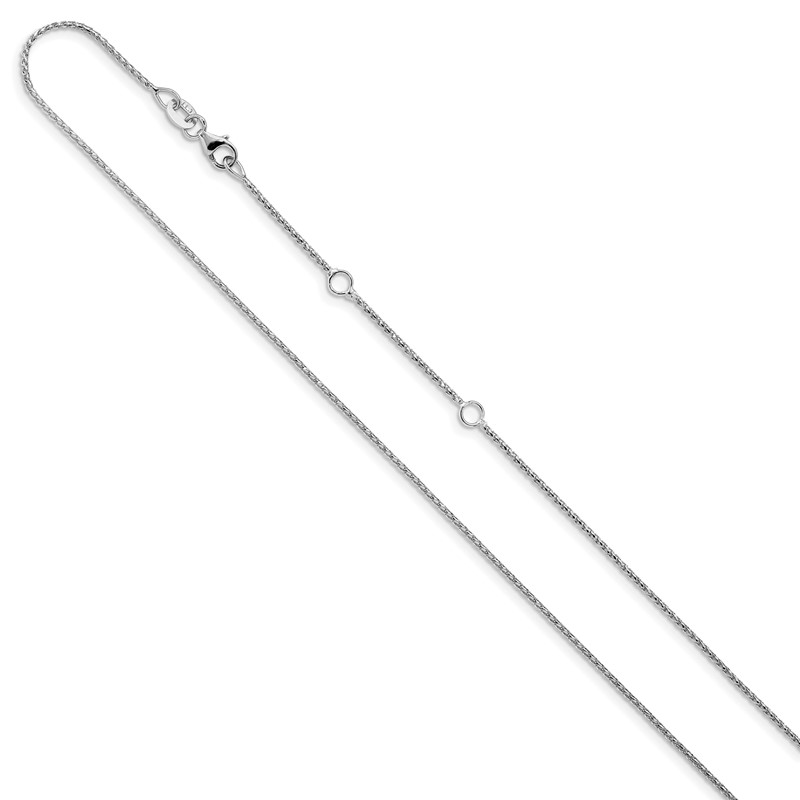 10k White Gold 1mm D/C Open Franco 1in+1in Adjustable Chain