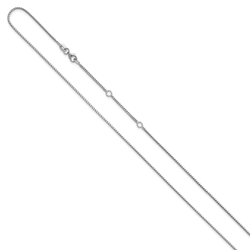 10K White Gold 1.1mm Franco 1in+1in Adjustable Chain