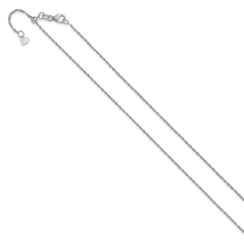 10K White Gold Adjustable 1.1mm Singapore Chain