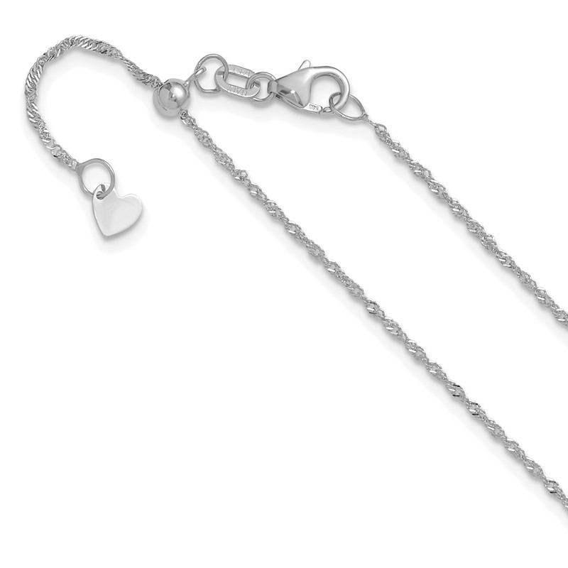 10K White Gold Adjustable 1.1mm Singapore Chain