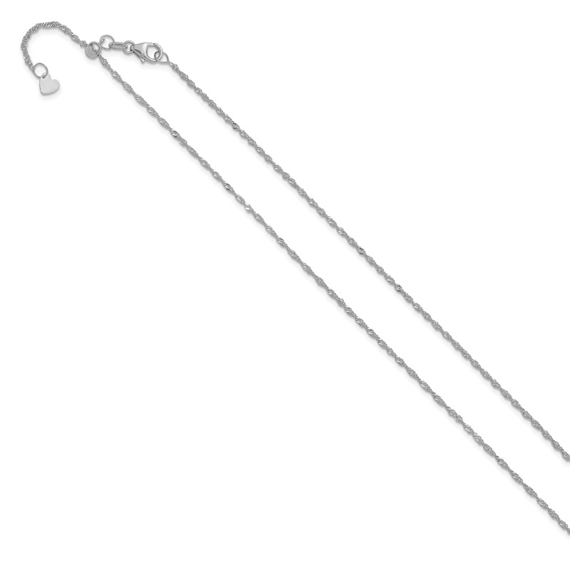 10K White Gold Adjustable 1.3mm Singapore Chain