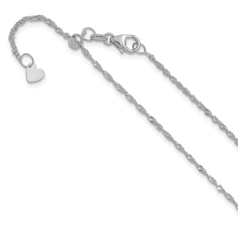 10K White Gold Adjustable 1.3mm Singapore Chain