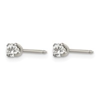 Inverness Stainless Steel Polished 3mm CZ Post Piercing Earrings view 2