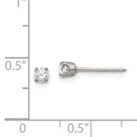 Inverness Stainless Steel Polished 3mm CZ Post Piercing Earrings view 4
