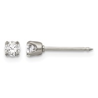 Inverness Stainless Steel Polished 3mm CZ Post Piercing Earrings view 1