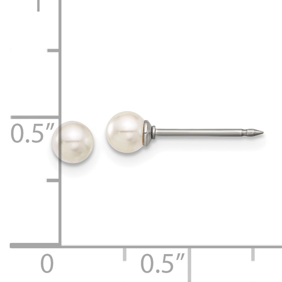 Inverness Titanium 4mm Glass Pearl Post Piercing Earrings