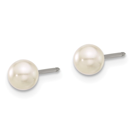 Inverness Titanium 5mm Glass Pearl Post Piercing Earrings