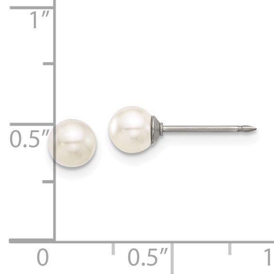 Inverness Titanium 5mm Glass Pearl Post Piercing Earrings