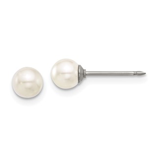 Inverness Titanium 5mm Glass Pearl Post Piercing Earrings