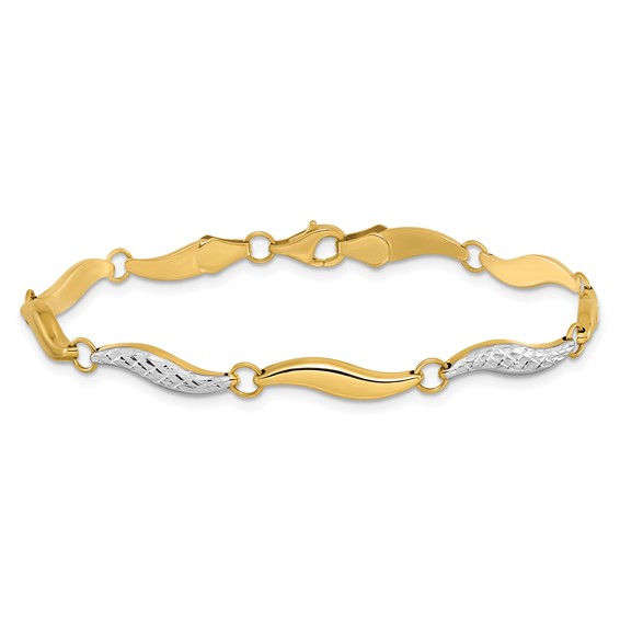 Leslie's 10K w/Rhodium D/C Bracelet