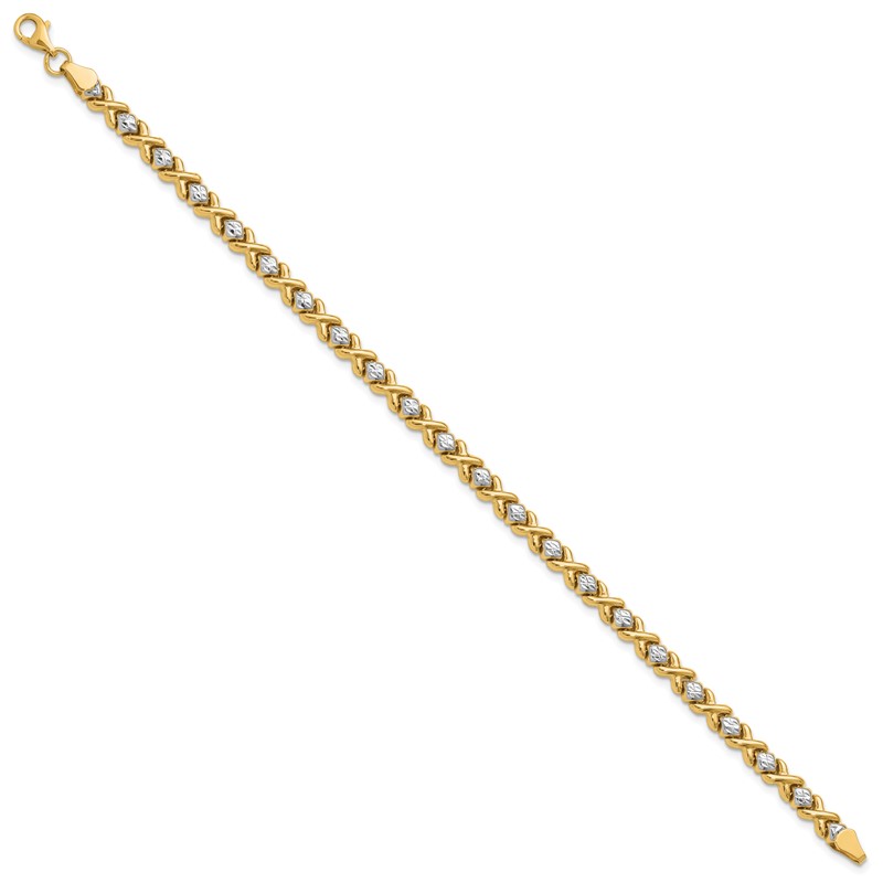 10K with Rhodium Polished and D/C Bracelet