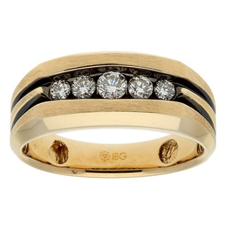 Men's White Gold Diamond Band with Black Rhodium Accent Mounting