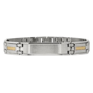 IBGoodman Stainless Steel with 10K Gold Accent 8.75 inch Link Bracelet