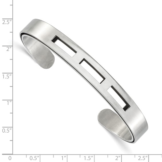 IBGoodman Stainless Steel Polished and Satin Cuff Bracelet