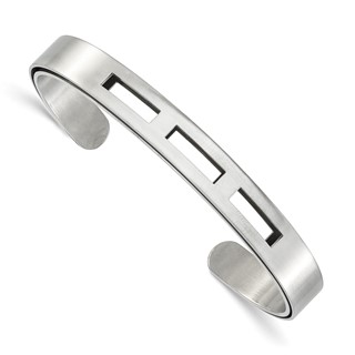 IBGoodman Stainless Steel Polished and Satin Cuff Bracelet