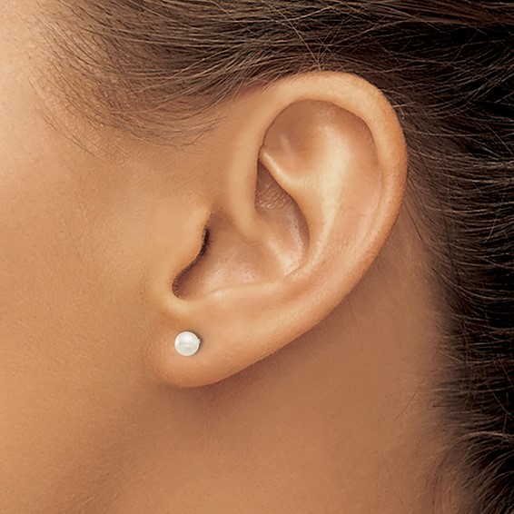 Inverness Stainless Steel 4mm Glass Pearl Post Piercing Earrings