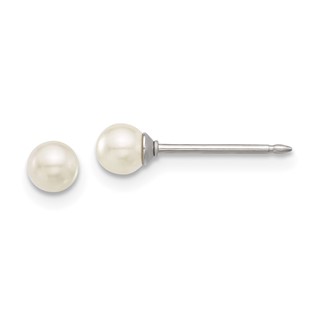 Inverness Stainless Steel 4mm Glass Pearl Post Piercing Earrings