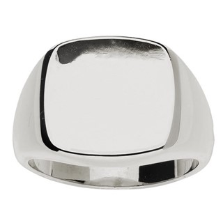 SILVER CUSHION SIGNET RING 16X16 ALL BRIGHT