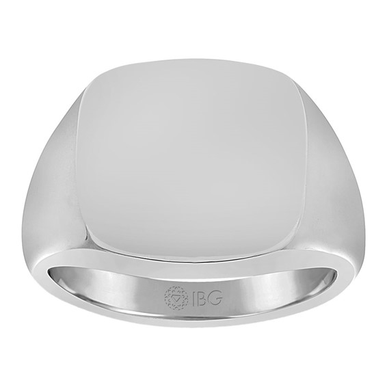 SS 16mm x 16mm cushion face signet ring.