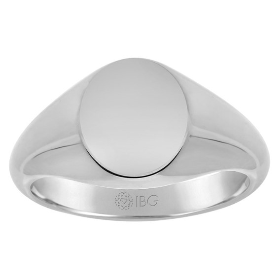 WHITEGOLD OVAL SIGNET RING 12X10 Polished Top