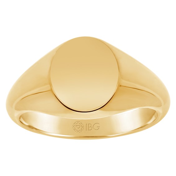 YELLOW GOLD OVAL SIGNET RING 12X10 Polished Top