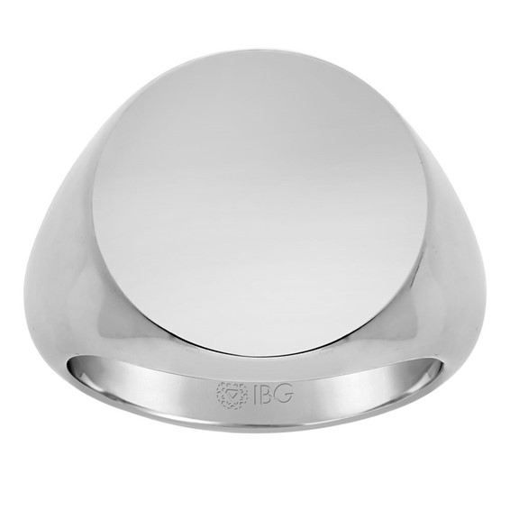 14kw 18mm round face signet ring.