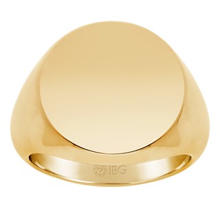 10ky 18mm round face signet ring.