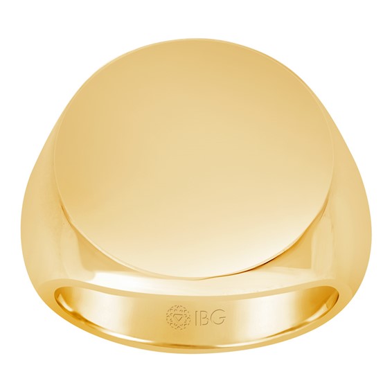 10ky 20mm round face signet ring.