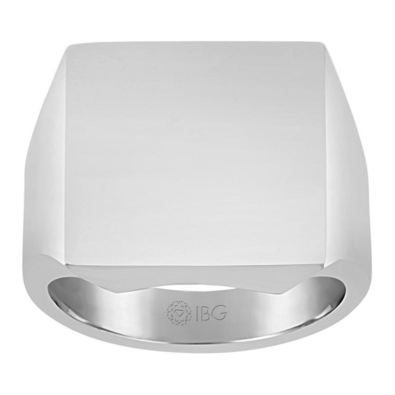 14k White Gold 20x20mm Square Face Signet Ring