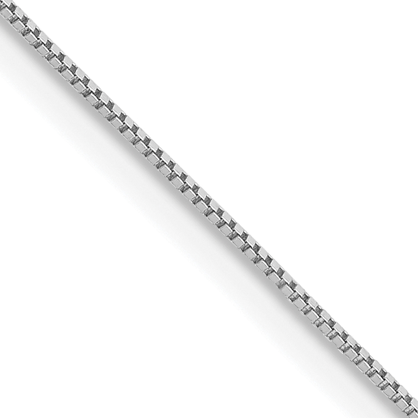 14K White Gold 24 inch Carded .5mm Box Link with Spring Ring Clasp Chain (5BW-24)