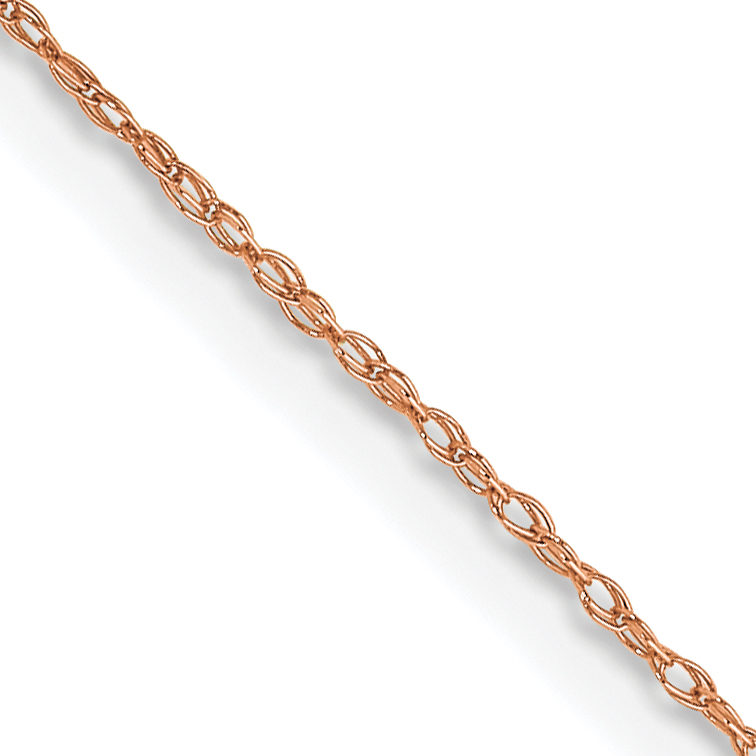 14K Rose Gold 13 inch Carded .5mm Cable Rope with Spring Ring Clasp Chain (5RR-13)
