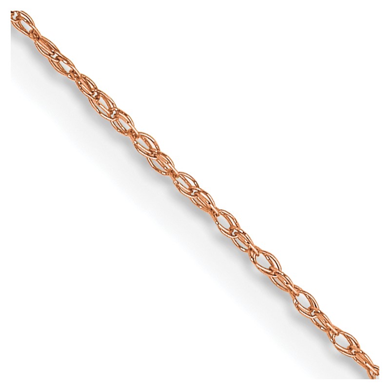 14K Rose Gold 16 inch Carded .5mm Cable Rope with Spring Ring Clasp Chain