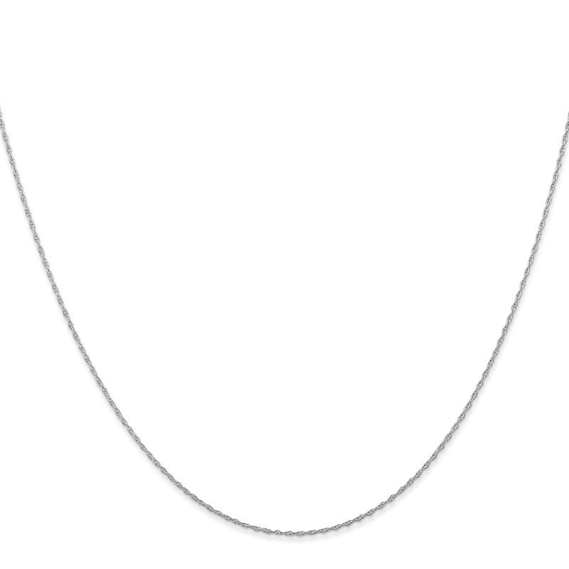 14K White Gold 18 inch Carded .5mm Cable Rope with Spring Ring Clasp Chain