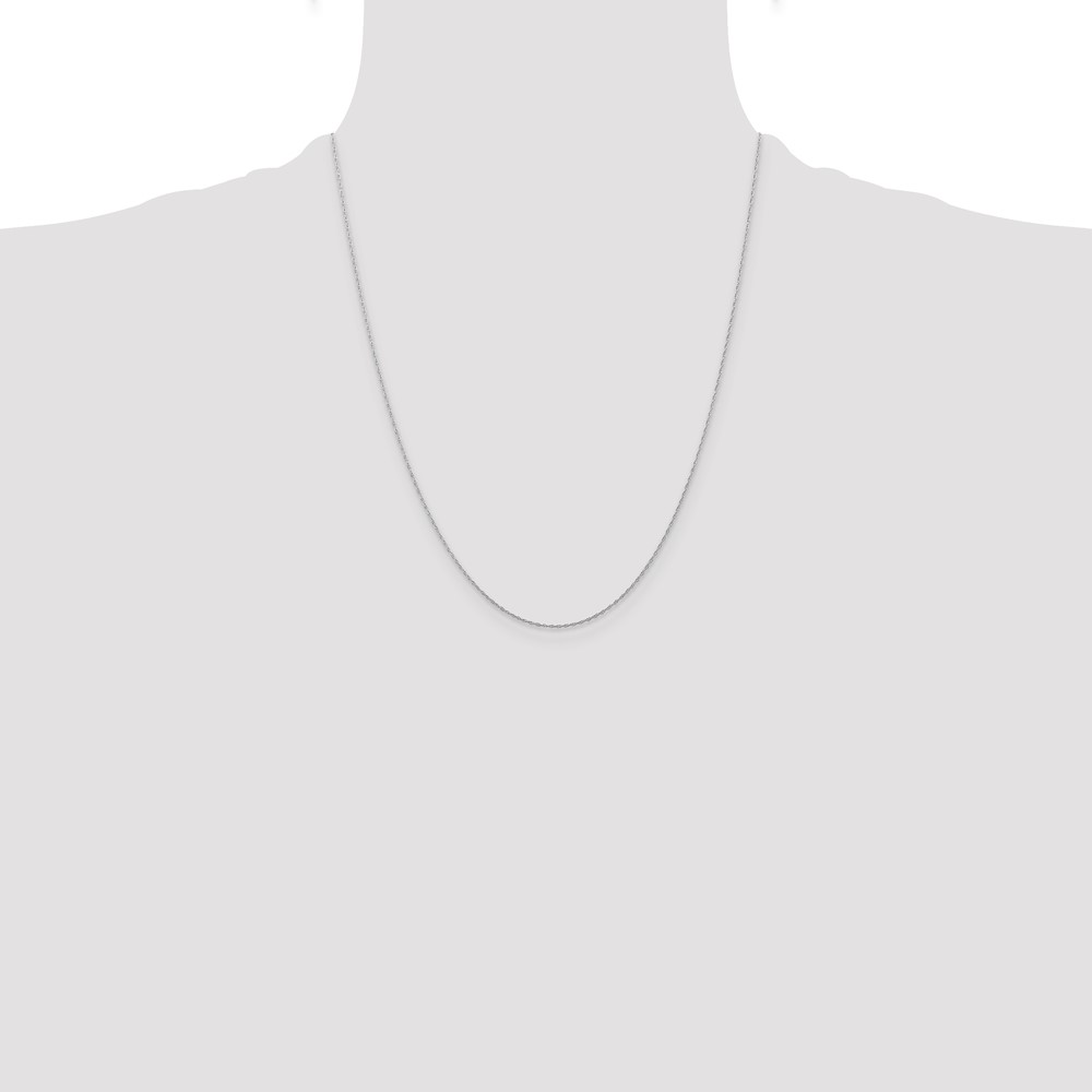14K White Gold 22 inch Carded .5mm Cable Rope with Spring Ring Clasp Chain (5RW-22)