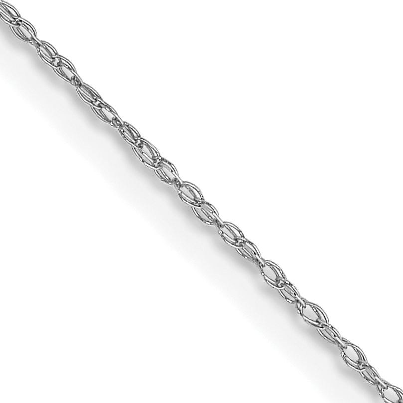 14K White Gold 24 inch Carded .5mm Cable Rope with Spring Ring Clasp Chain (5RW-24)