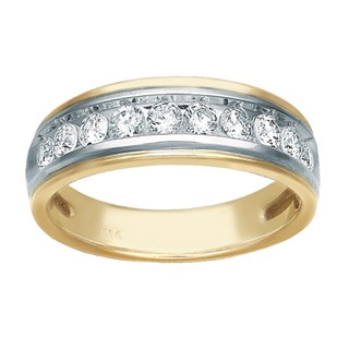 Men's Two-tone 1ctw Diamond Wedding Band with Soft Satin Finish