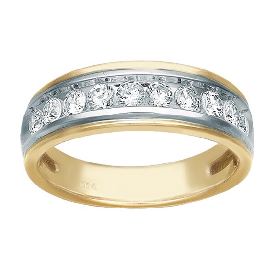 Men's Two-tone 1ctw Diamond Wedding Band with Soft Satin Finish