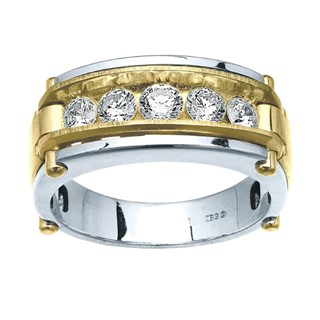 Men's Two-tone 1ct tw Diamond Wedding Band with Satin Finish Accent Mountin