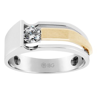 Men's 14ktt 3/8ct Lab Grown VS/SI+ G+ DiaDiamond Solitaire Ring with Sat