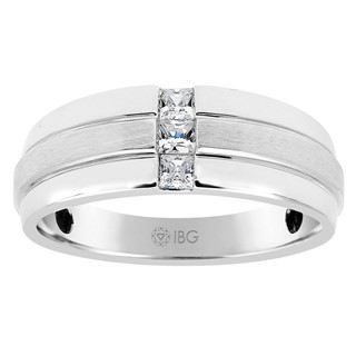 Men's White Gold 1/3ct tw PrincessCut Diamond Ring with Satin Finish *CDIA