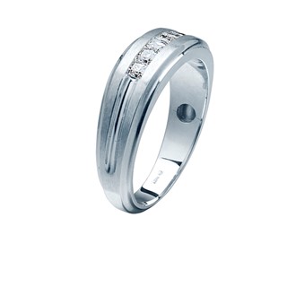 Men's White Gold Prince-Cut Diamond Band 3/4ct TDW