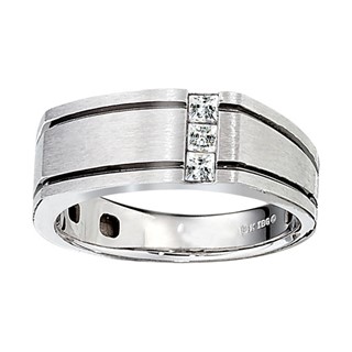 10k Men's White Gold Prince-Cut Diamond Band Mounting