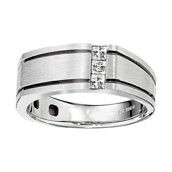 10k Men's White Gold Prince-Cut Diamond Band Mounting