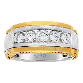 Men's Two-tone 1ct tw Diamond Band with Soft Satin Finish
