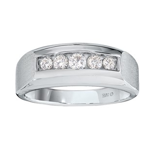 Men's White Gold 1/2ct tw Diamond Band with Soft Satin Finished Mounting
