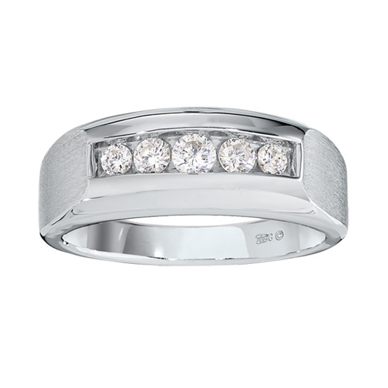 Men's White Gold 1/2ct tw Diamond Band with Soft Satin Finished Mounting